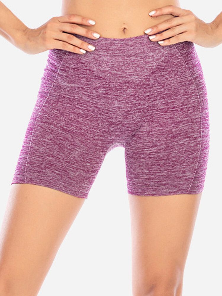 Kvinnor Enfärgade Höftlyftande Yoga Running Seamless Shorts