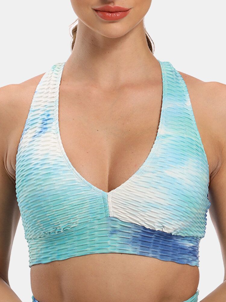 Kvinnor Tie-dye Wireless Jacquard Sports Yoga Bh