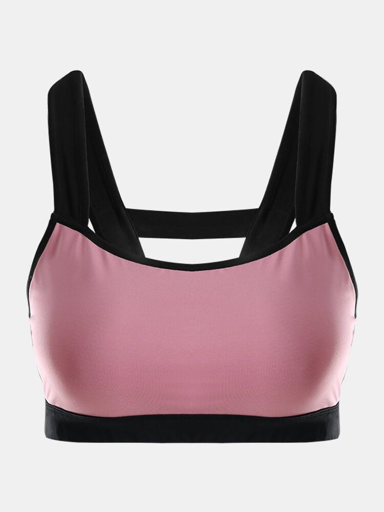 Plus Size Dam Sport Kontrastfärg Snabbtorkande Träning Fitness-bh