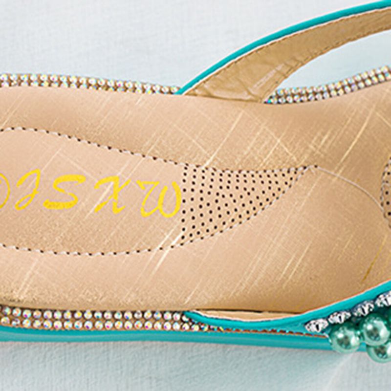 Dam Rhinestone Strap Clip Toe Flats Sandaler