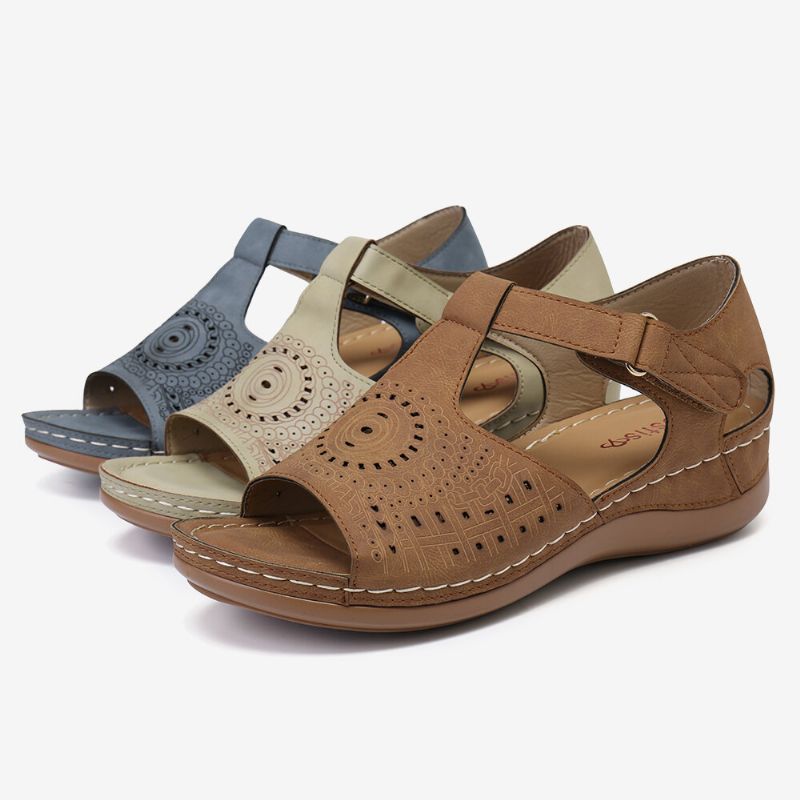 Kvinnor Med Öppen Tå Urskärning Andas Justerbar Rem Lättvikt Casual Daily Wedge Sandaler