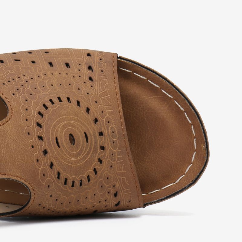 Kvinnor Med Öppen Tå Urskärning Andas Justerbar Rem Lättvikt Casual Daily Wedge Sandaler