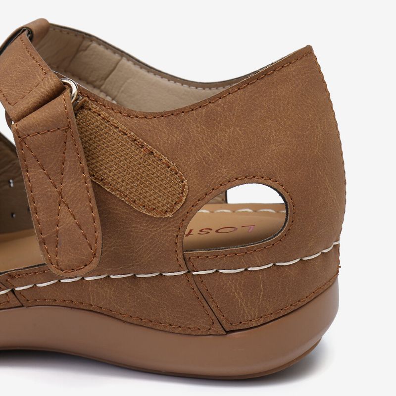 Kvinnor Med Öppen Tå Urskärning Andas Justerbar Rem Lättvikt Casual Daily Wedge Sandaler