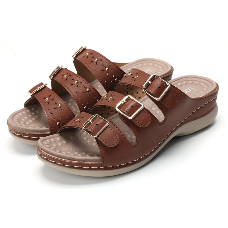 Kvinnor Öppnat Tåspänne Beach Wedges Casual Slide Sandaler