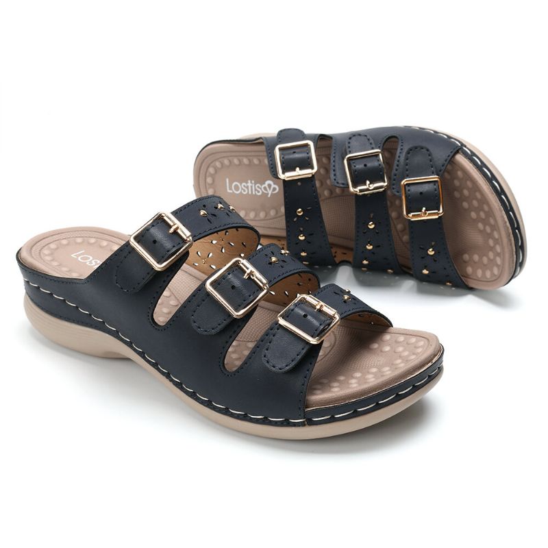 Kvinnor Öppnat Tåspänne Beach Wedges Casual Slide Sandaler