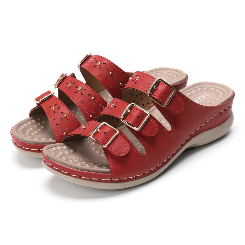Kvinnor Öppnat Tåspänne Beach Wedges Casual Slide Sandaler