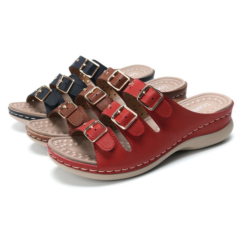 Kvinnor Öppnat Tåspänne Beach Wedges Casual Slide Sandaler