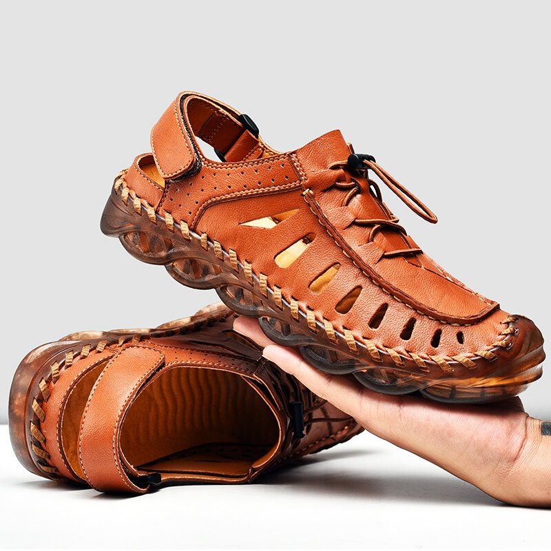 Män Mikrofiber Andas Halkfri Sluten Tå Casual Outdoor Sandaler