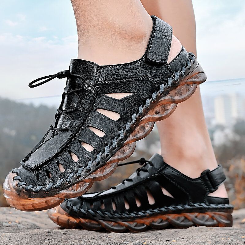 Män Mikrofiber Andas Halkfri Sluten Tå Casual Outdoor Sandaler