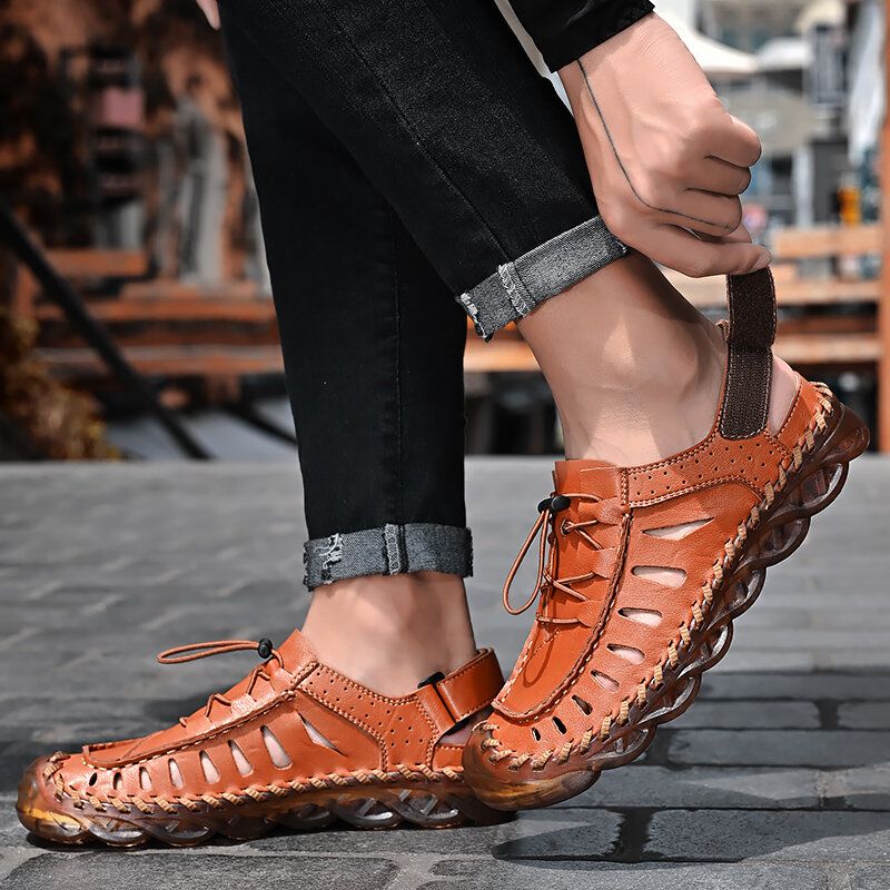 Män Mikrofiber Andas Halkfri Sluten Tå Casual Outdoor Sandaler