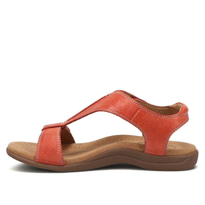 Rund Tå För Kvinnor Bekväm Mjuk Sula Casual Platta Sandaler I Stor Storlek