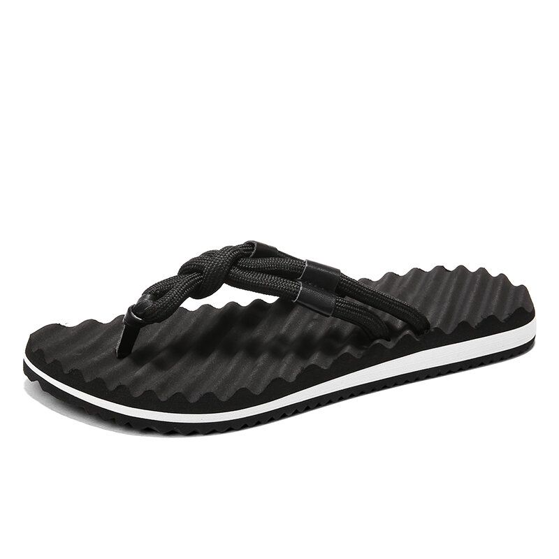 Herr Andas Vävda Snören Mjuk Botten Halkfri Bekväma Flip Flops Casual Tofflor