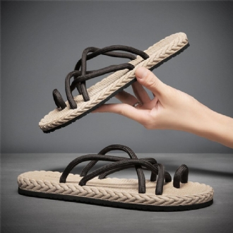 Män Andas Mjuk Botten Halkfri Bekväm Clip Toe Beach Casual Tofflor