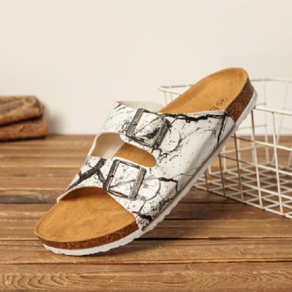 Män Andas Öppnade Halkfria Korkbotten Strand Casual Slide Tofflor