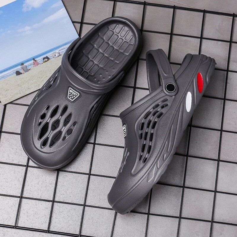 Män Hollow Out Lättvikts Mjuk Sula Trendig Ren Färg Casual Sandaler Strandtofflor