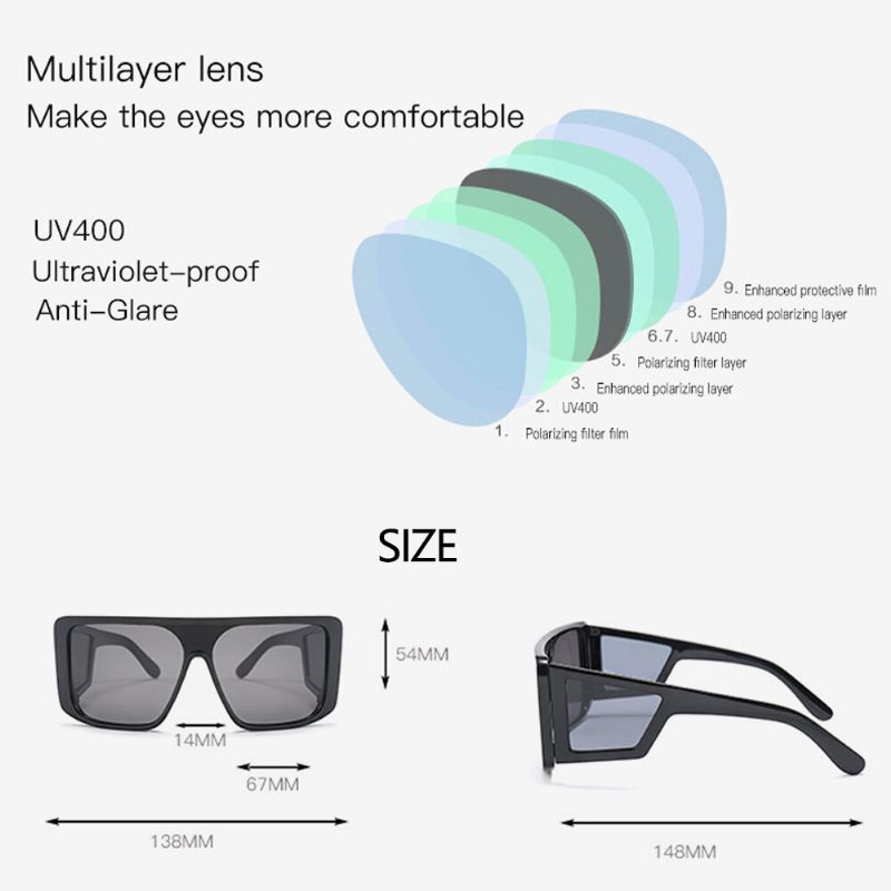 Herr Helformatsglas I Ett Stycke Vindtät Uv-skydd Modesolglasögon