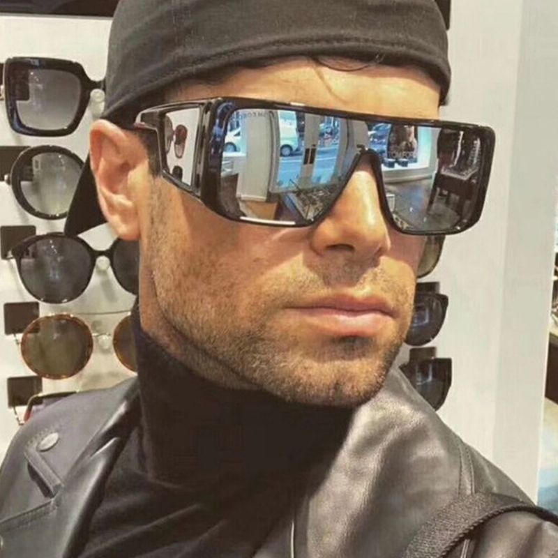 Herr Helformatsglas I Ett Stycke Vindtät Uv-skydd Modesolglasögon