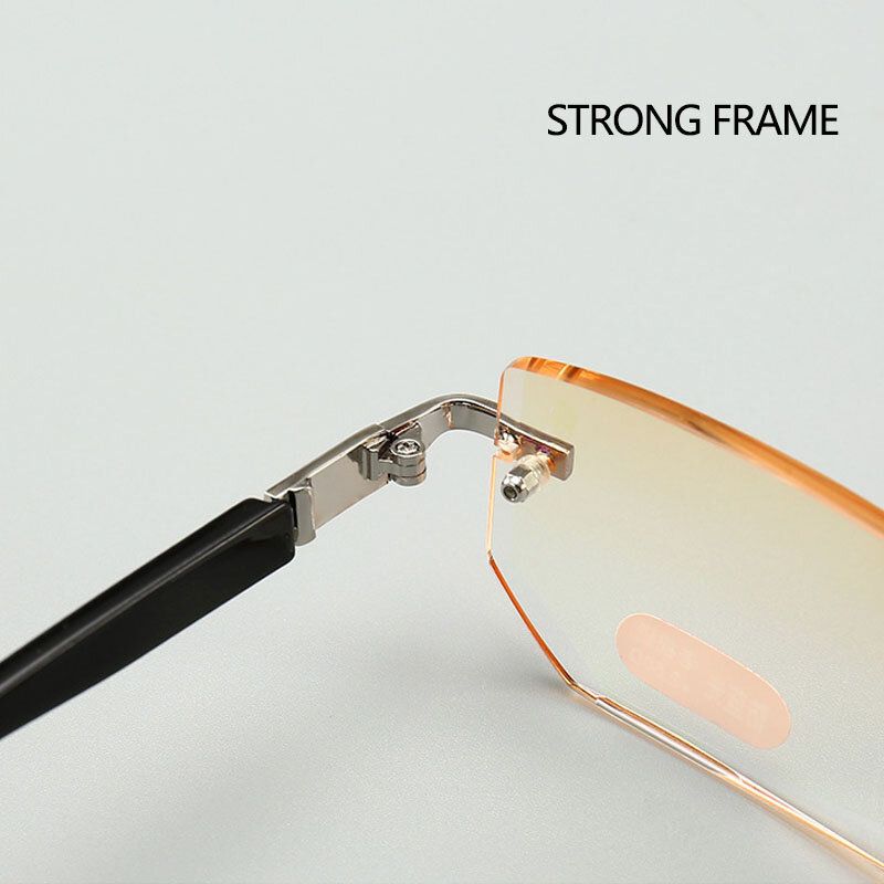 Unisex Anti-blått Ljusstrålning Båglös Metall Presbyopia Glasögon Högupplösta Läsglasögon