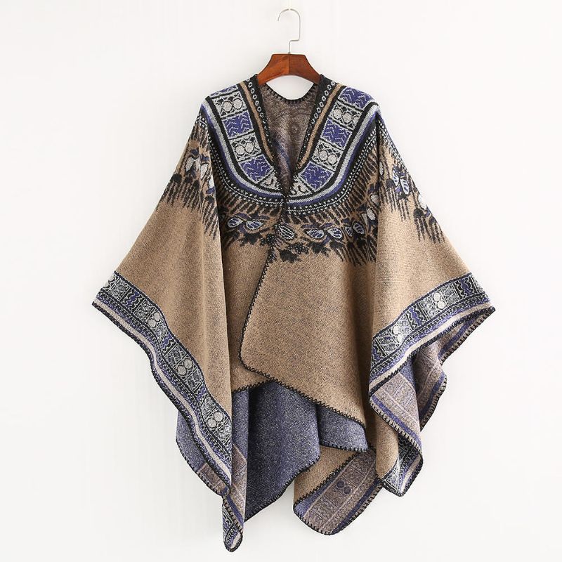 Dam 130*150cm Vintage Etnisk Konstgjord Kashmirscarf