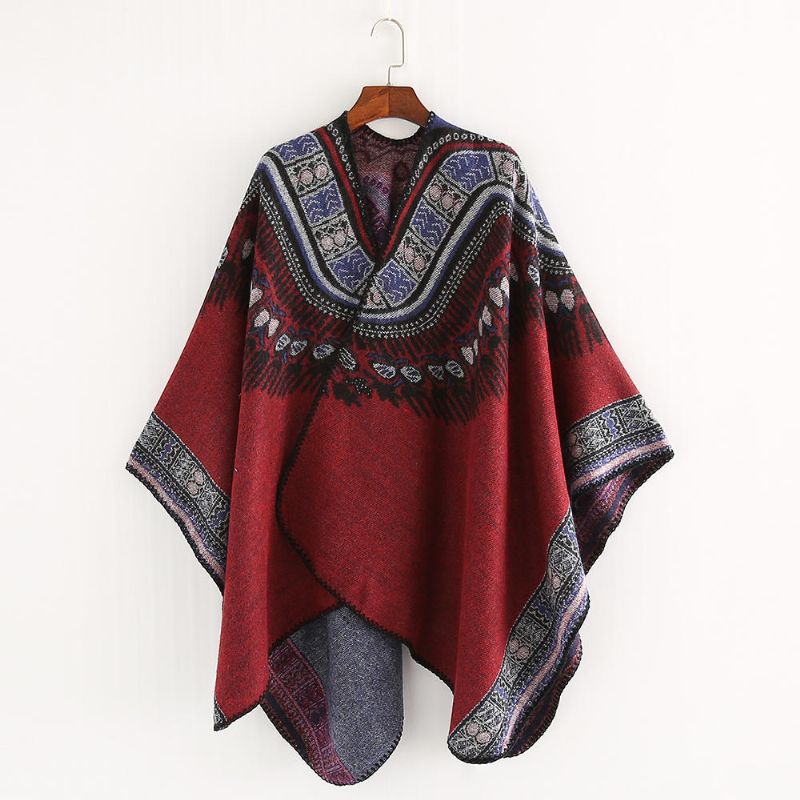 Dam 130*150cm Vintage Etnisk Konstgjord Kashmirscarf