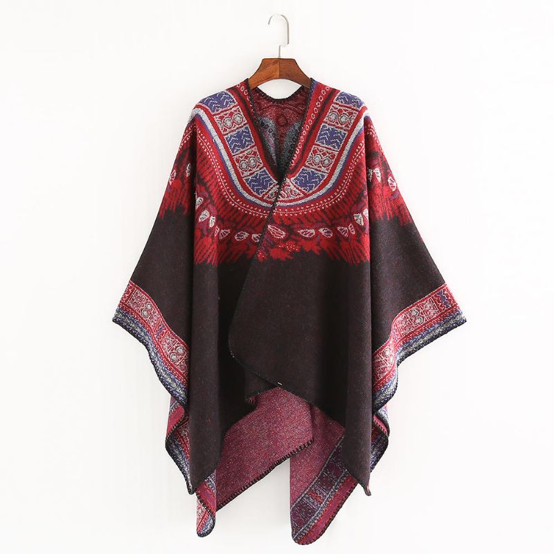 Dam 130*150cm Vintage Etnisk Konstgjord Kashmirscarf