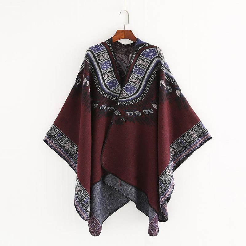 Dam 130*150cm Vintage Etnisk Konstgjord Kashmirscarf