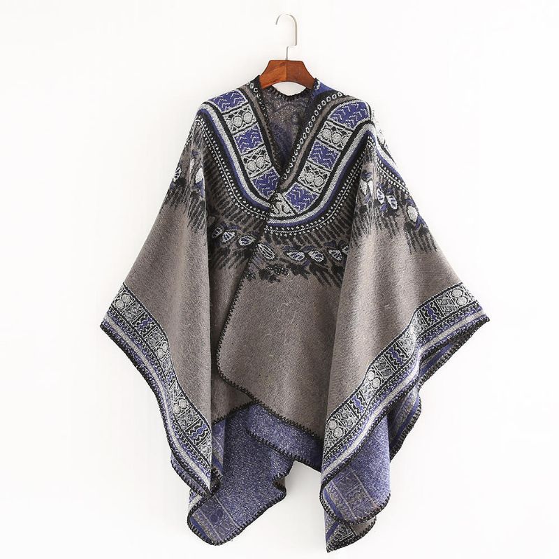 Dam 130*150cm Vintage Etnisk Konstgjord Kashmirscarf