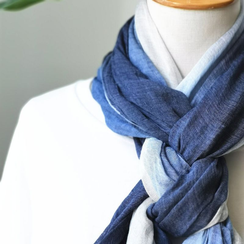 Dam Bomull Gradient Färg Naturlig Vik Silke Scar Casual Nackskydd Litterär Stil Scarf
