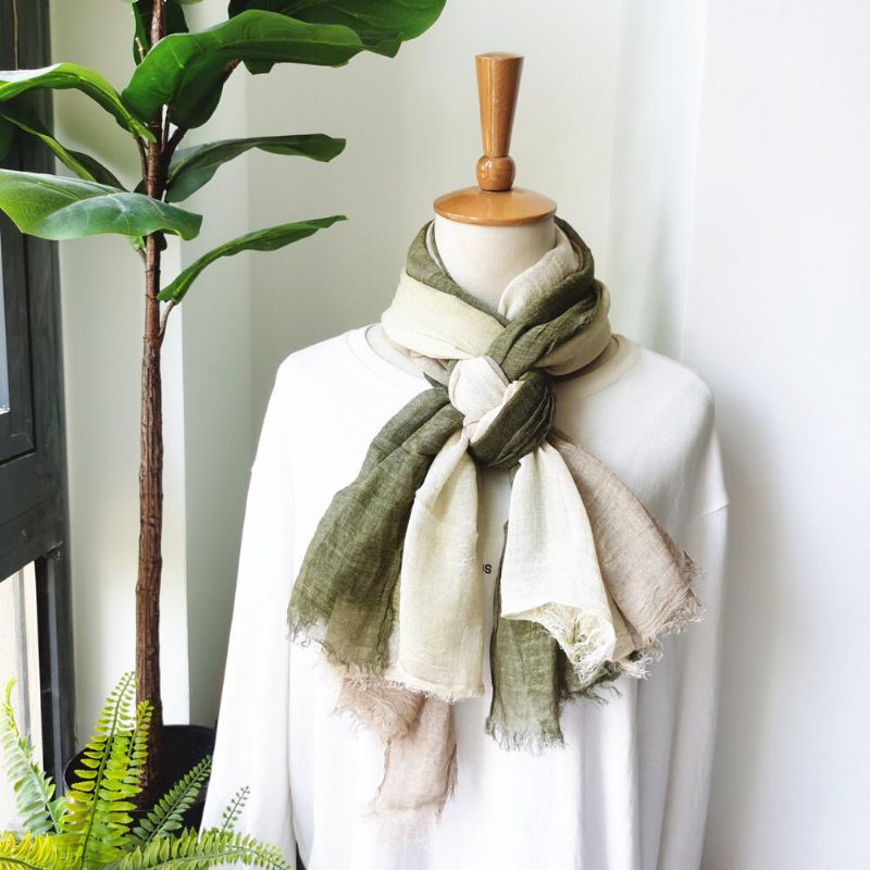 Dam Bomull Gradient Färg Naturlig Vik Silke Scar Casual Nackskydd Litterär Stil Scarf