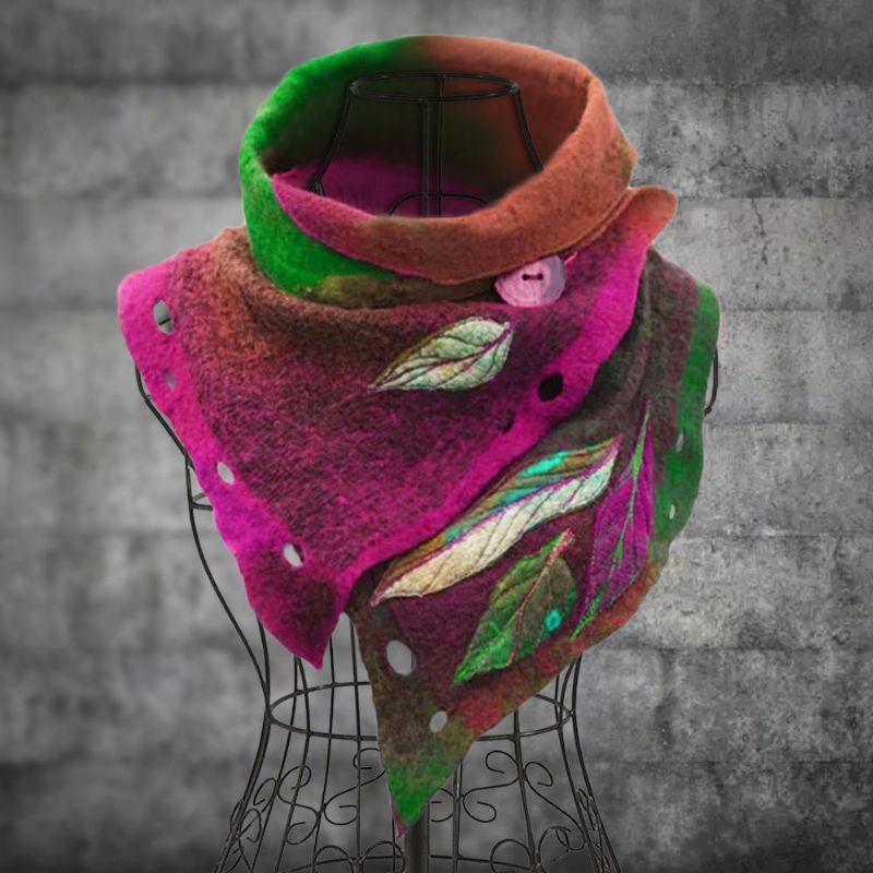 Vintage Color-block Leaf Boas Scarves För Kvinnor