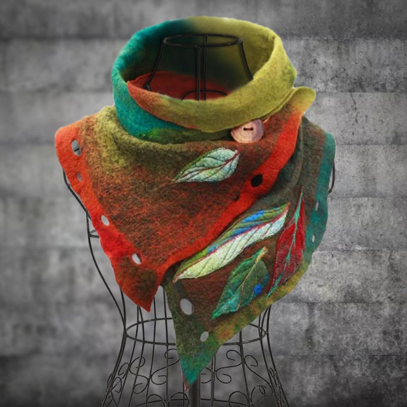 Vintage Color-block Leaf Boas Scarves För Kvinnor