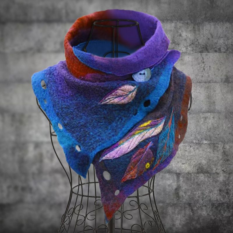 Vintage Color-block Leaf Boas Scarves För Kvinnor