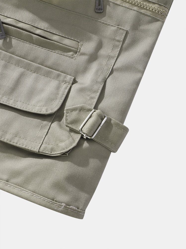 Herr Dragkedja Designad Bågeväst Med Flera Fickor