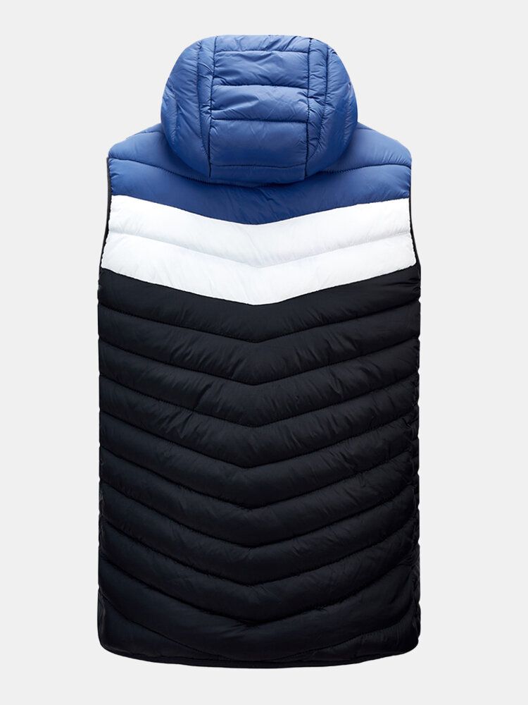 Patchwork Ärmlös Varm Dragkedja Vadderad Gilet-väst