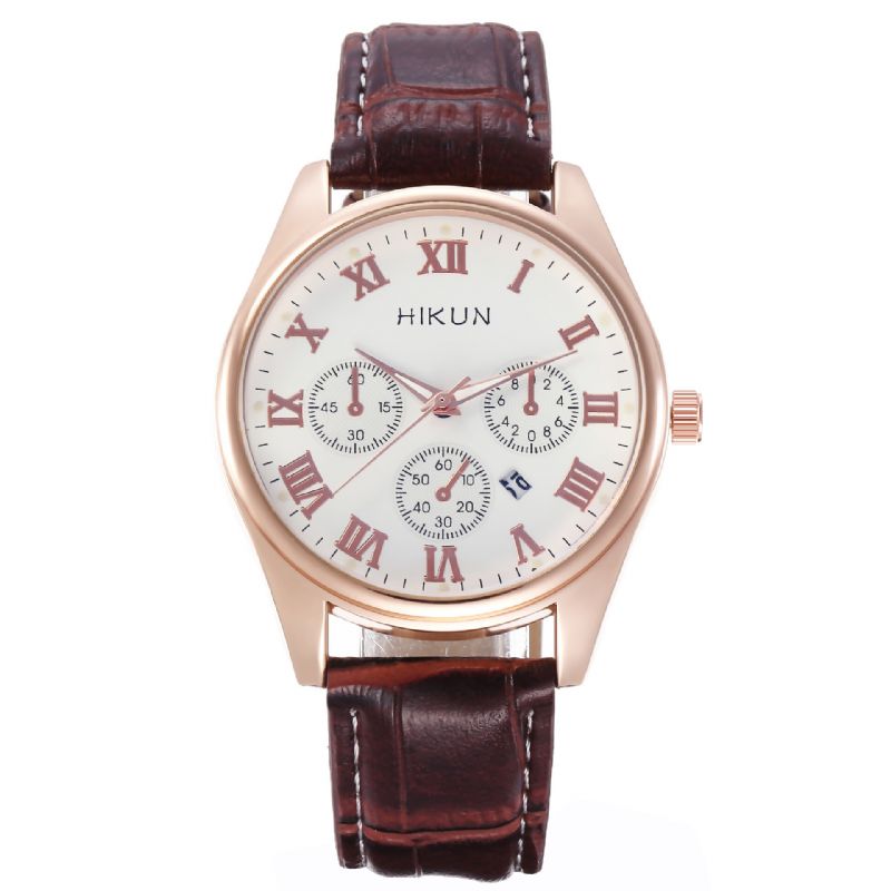 Business Casual Stor Enkel Urtavla Pu Läderrem Herr Quartz Watch