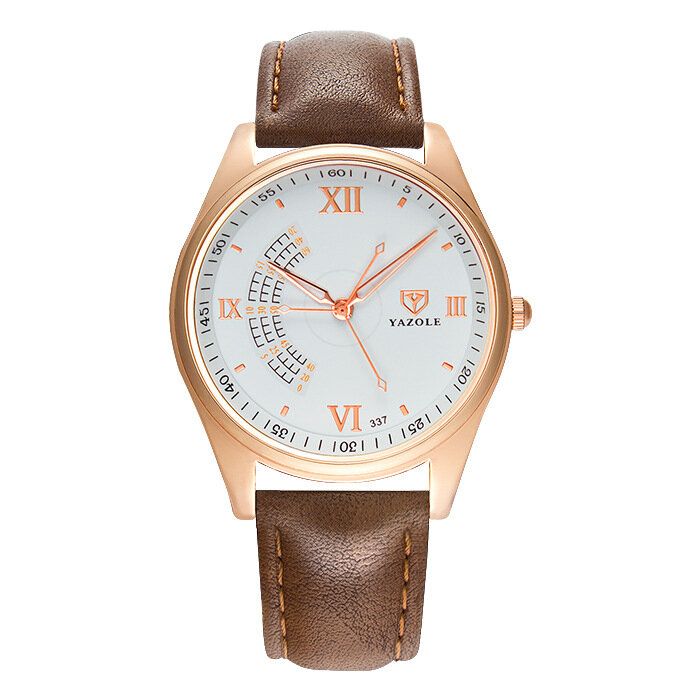 Business Casual Stor Romersk Siffra Urtavla Pu Läderrem 3atm Vattentät Herr Quartz Watch