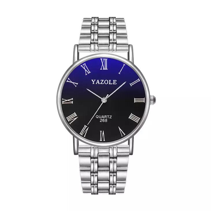 Business Style Lysande Display Vattentät Män Rostfritt Stål Armband Quartz Watch