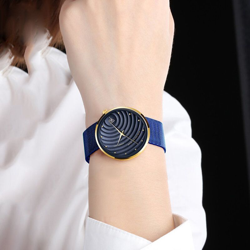 Dammode Helt Stålarmband Enkel Urtavla Watch Quartz Watch