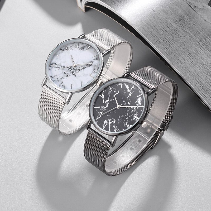 Fritid Sport Damklocka Legeringsfodral Meshband Justerbart Viklås Creative Marble Quartz Watches