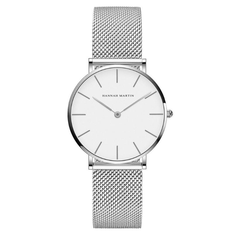Hannah Martin Ch36 Mode Casual Enkel Big Dial Steel Mesh Armband Vattentät Kvinnor Quartz Watch