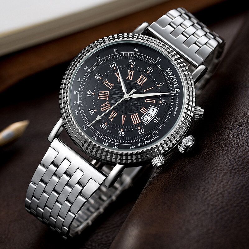 Läderrem Romerska Siffror Crystal Dial Fashion Herr Quartz Watch