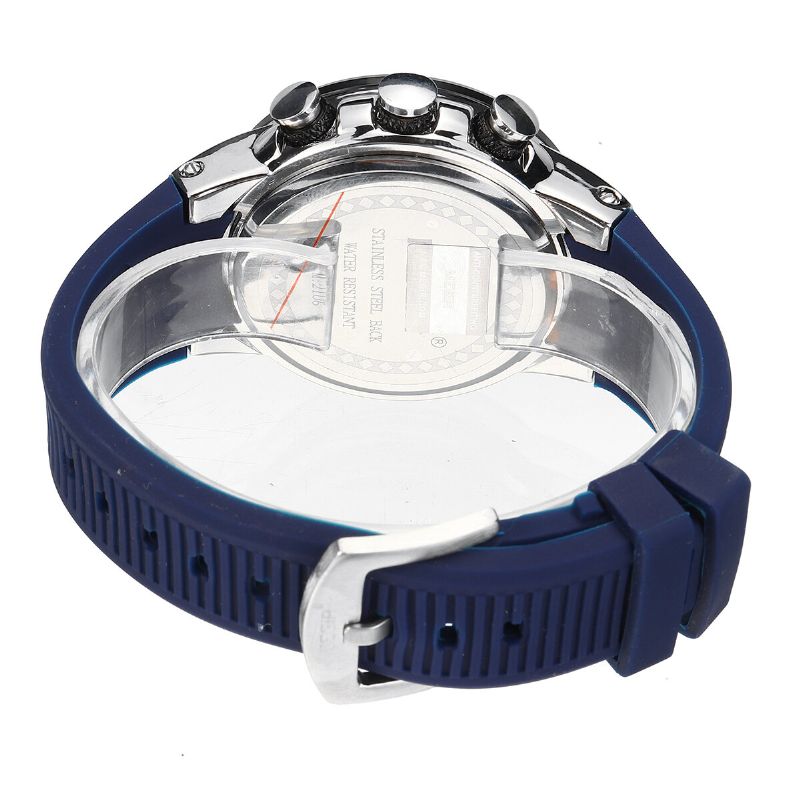 Luminous Dial Calendar Chronograph Silikonrem Herr Vattentät Sport Quartz Watch
