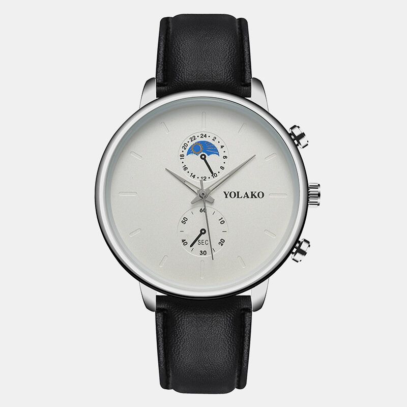 Masculino Fashion Style Vattentät Män Läderrem Quartz Watch