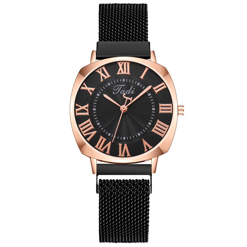 Mode Business Elegant Damklocka Hellegeringsband Romerska Siffror Justerbart Spänne Quartz Watch