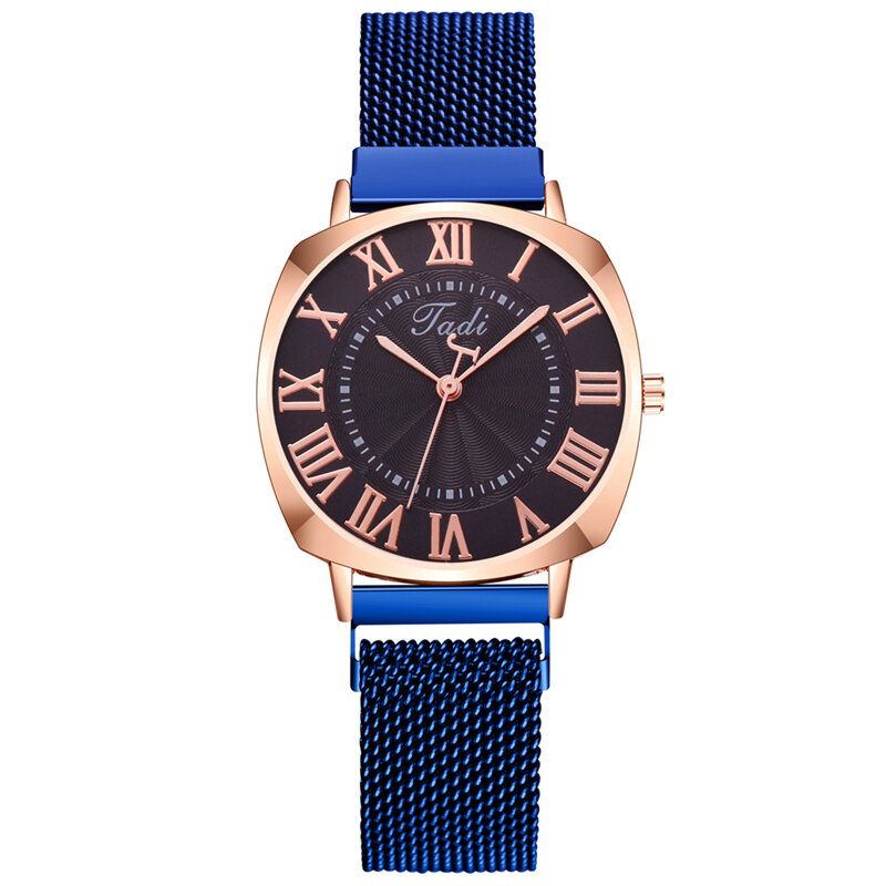 Mode Business Elegant Damklocka Hellegeringsband Romerska Siffror Justerbart Spänne Quartz Watch