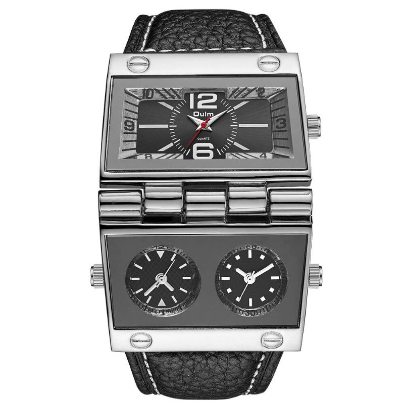 Mode Casual Läder Män Vintage Klocka Dekorerad Pointer Tre-urtavla Creative Quartz Watch