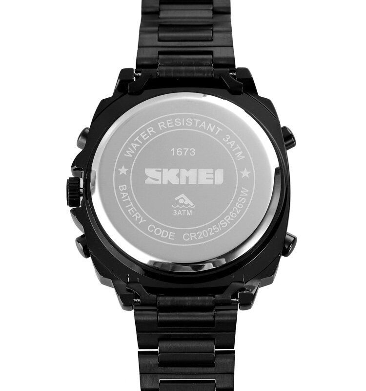 Mode Led Light Digital Watch Armband I Rostfritt Stål 3atm Vattentät Män Dual Display Watch
