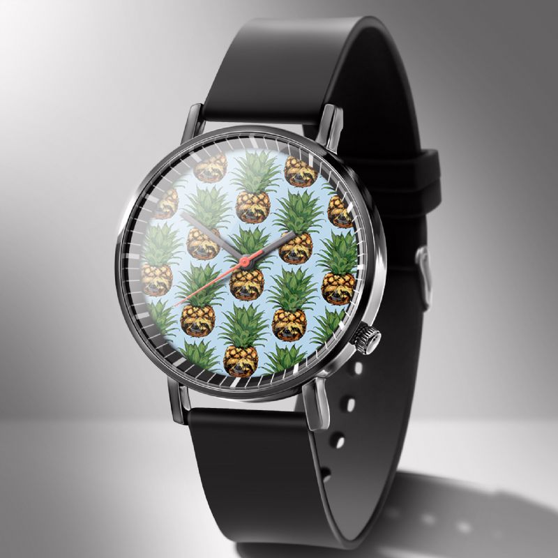 Mode Pineapple Print Watch Summer Fruit Alloy Pvc Casual Lady Quartz Watch