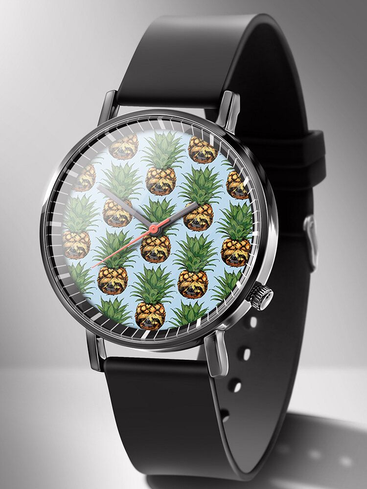 Mode Pineapple Print Watch Summer Fruit Alloy Pvc Casual Lady Quartz Watch