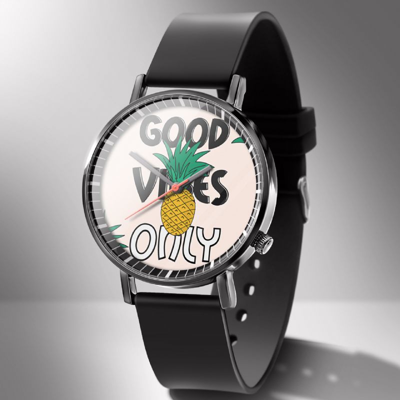 Mode Pineapple Print Watch Summer Fruit Alloy Pvc Casual Lady Quartz Watch